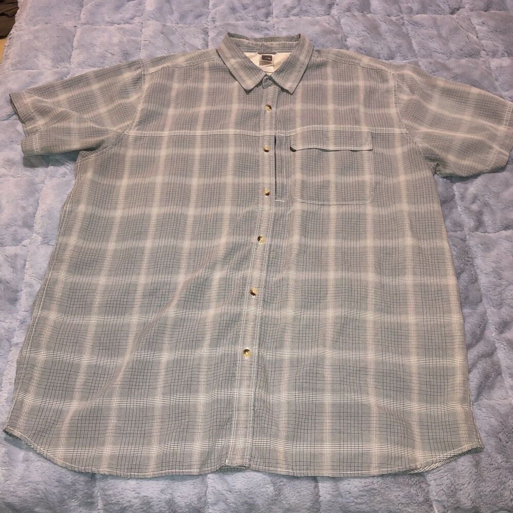 The North Face Button Up Shirt Mens XXL Gray Short Sleeve Outdoor Pocket